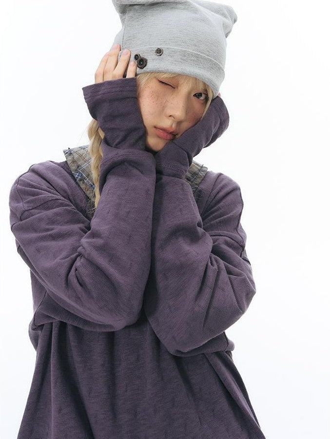 NAPSNAPS Split Cuff Drop Shoulder Knit Women&