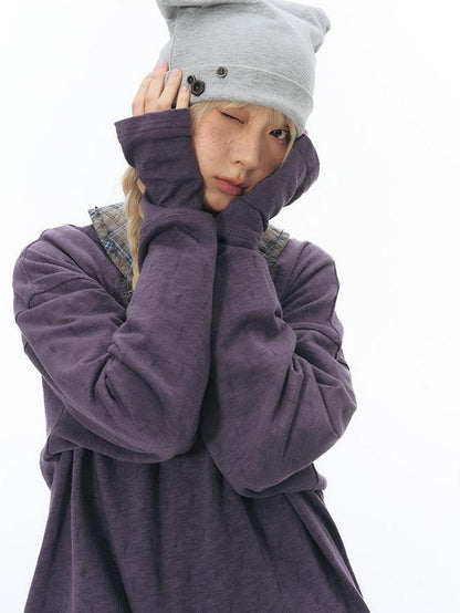 NAPSNAPS Split Cuff Drop Shoulder Knit Women&