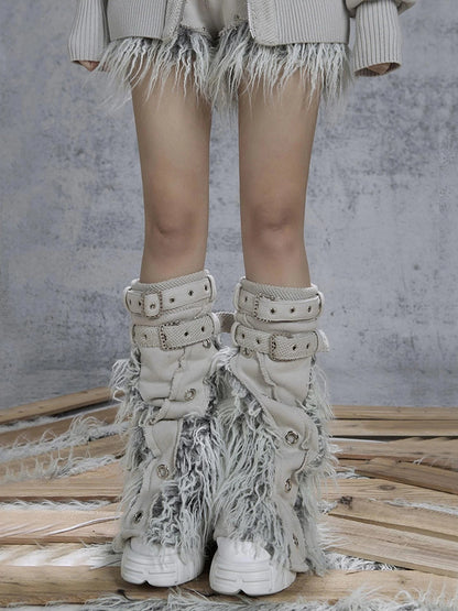 ARIADNAw Patchwork Wool Punk Shorts Deer Velvet Street Edge