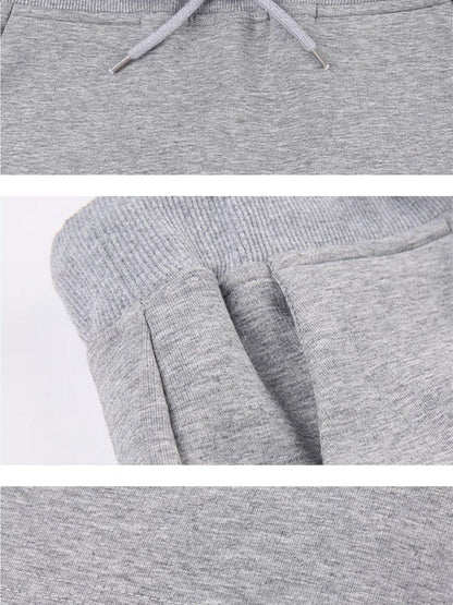AFTADAWN Gray Rhinestone Stud Hooded Cropped Women&