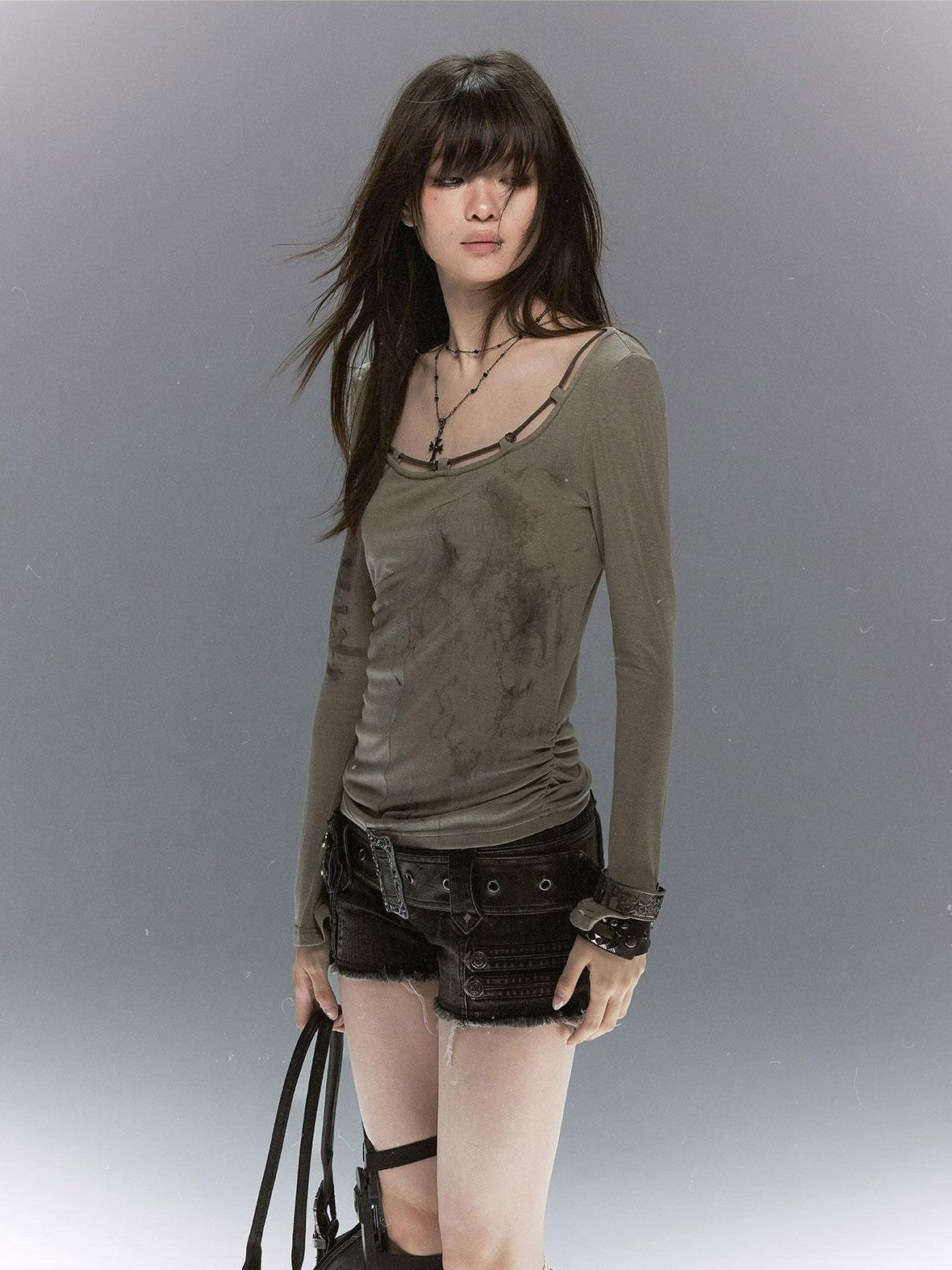 Cest Nous Sheer Lace Printed Rope Knot Women&