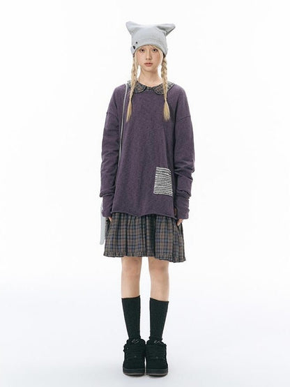 NAPSNAPS Plaid Doll Collar Ruffled Long Sleeve Women&