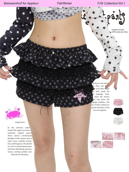 BETWEENAND_Star_Polka_Dot_Tiered_Ruffle_Multicolor_Natural_Waist_Women&