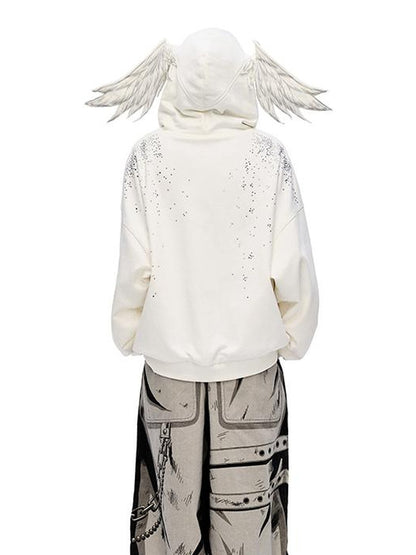 CFIERCE Sparkle Star Angel Hoodie V-Neck T-Shirt Long-Sleeve