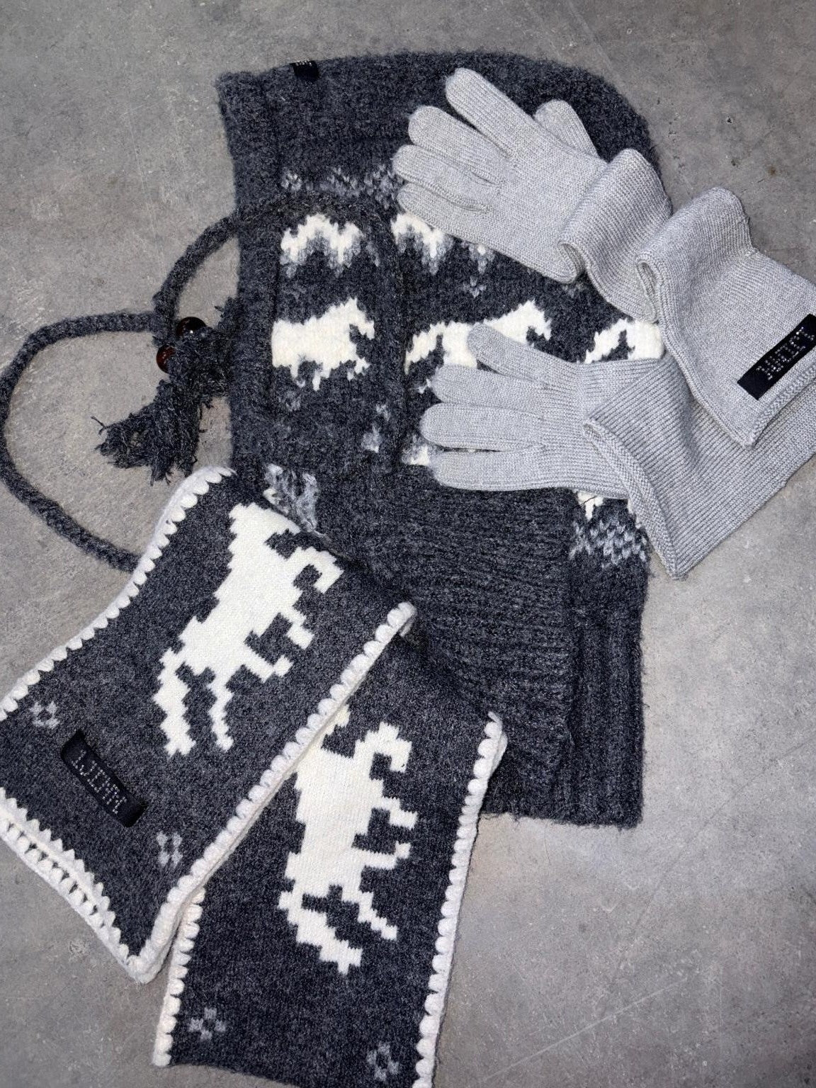 1JINN STUDIO Vintage Fair Isle Pony Jacquard Knitted Women&