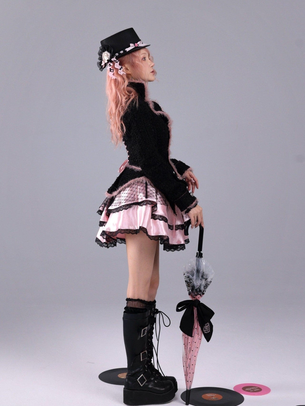 Evil Tooth Rose Battle Gothic Double Breasted Cinched Waist Women&