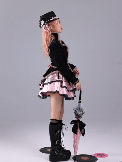 Evil Tooth Rose Battle Gothic Double Breasted Cinched Waist Women&