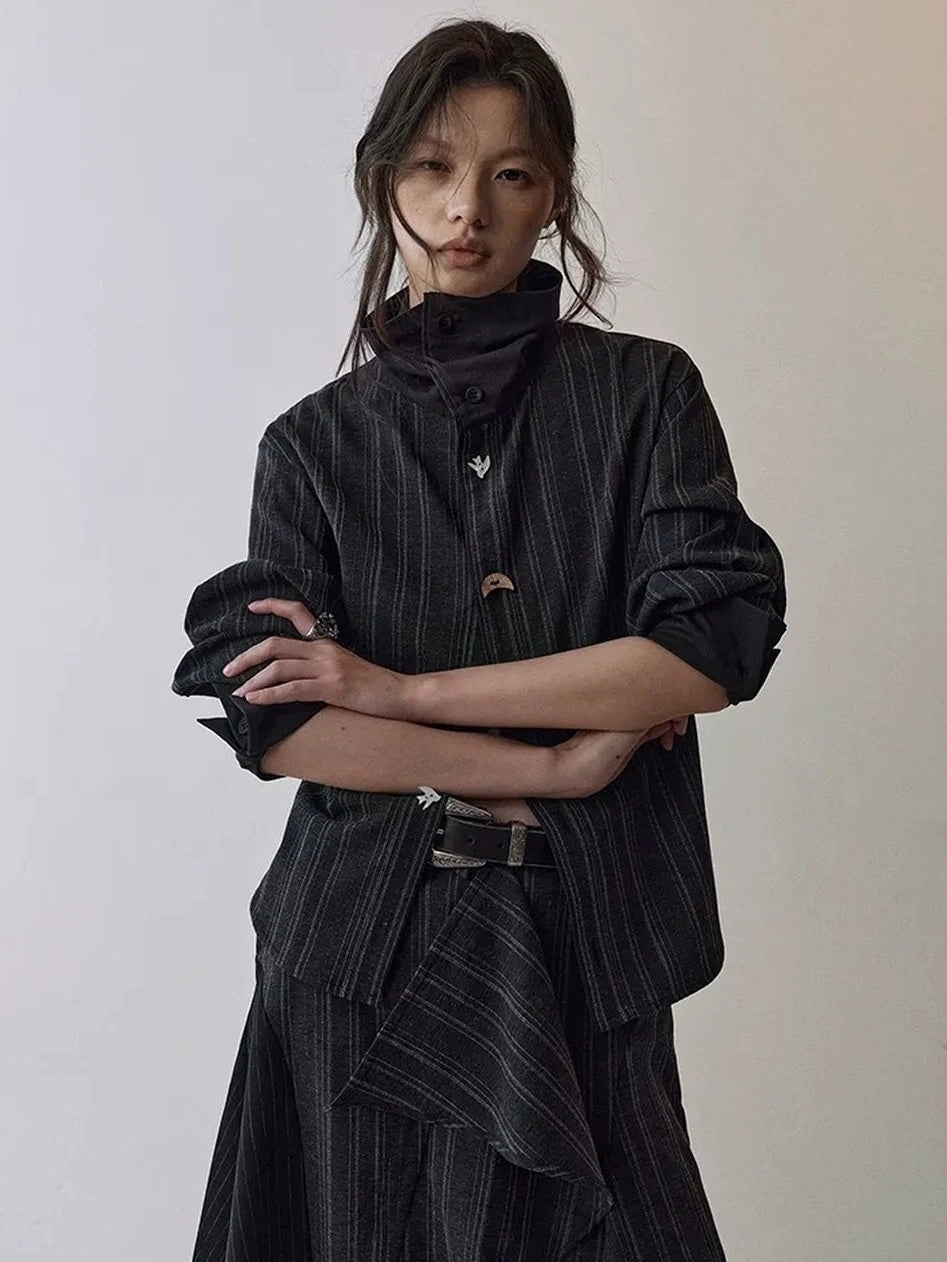 AnnoMundi Deconstructed Striped Shirt And Skirt Set Suits
