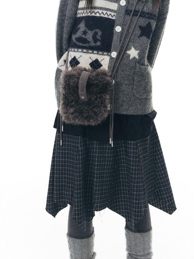 NAPSNAPS Fuzzy Handcrafted Buttonhole Magnetic Crossbody Women&