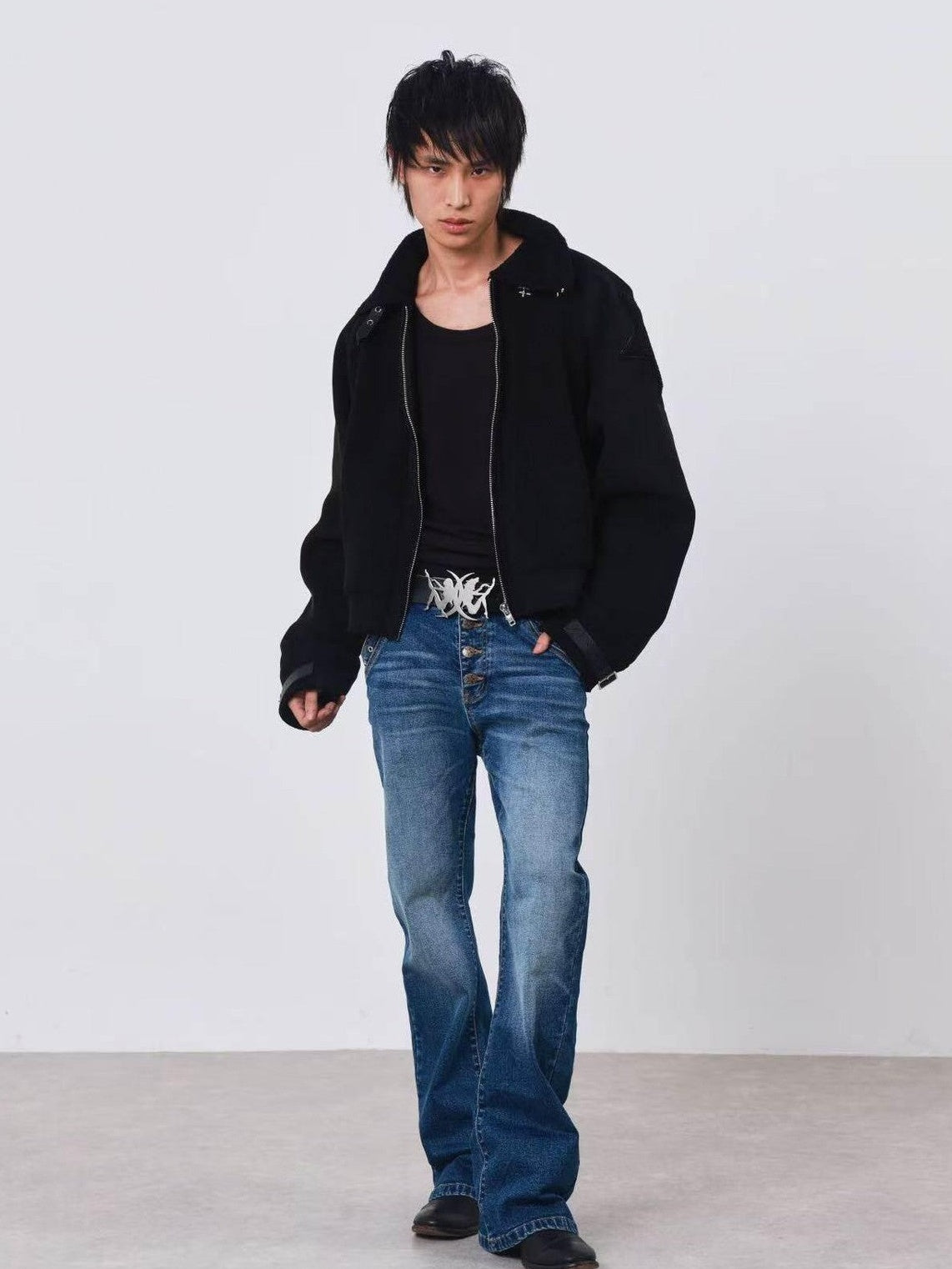 DETW onLine Dark Embroidered Suede Patchwork Metal Hardware Women&