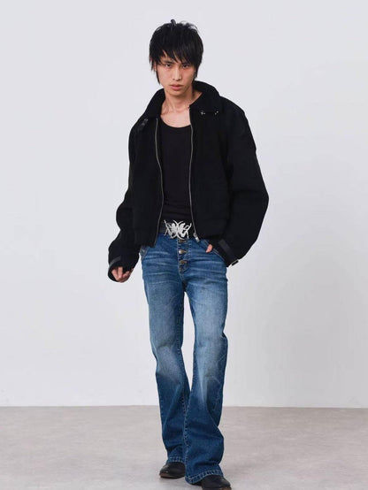 DETW onLine Dark Embroidered Suede Patchwork Metal Hardware Women&