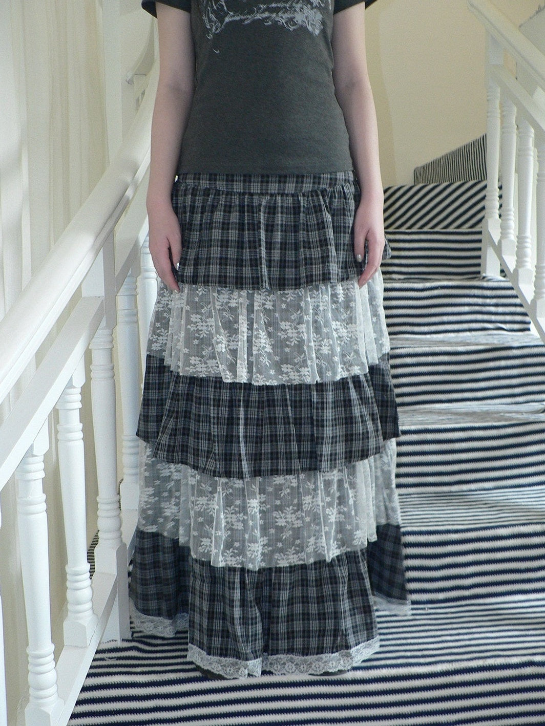 ang_project_Layered_Plaid_Patchwork_Floral_Mesh_Lace_Women&