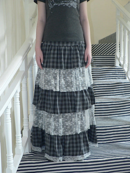 ang_project_Layered_Plaid_Patchwork_Floral_Mesh_Lace_Women&