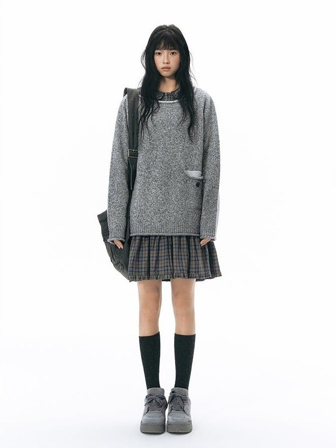 NAPSNAPS Plaid Doll Collar Ruffled Long Sleeve Women&