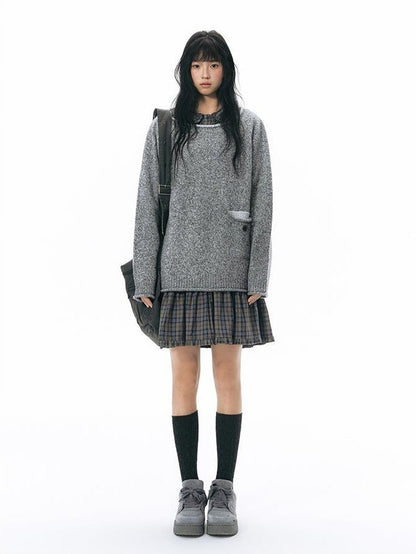 NAPSNAPS Plaid Doll Collar Ruffled Long Sleeve Women&