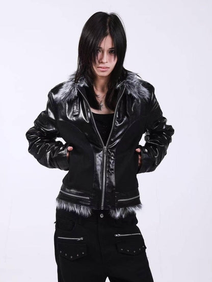 DETW onLine Dark Knight Cross Washed Wax Faux Fur Collar Women&