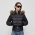 RUN TO THE FUTURE Warm 90 Percent White Duck Slim Hooded Fur Collar Black Women Zip Down Jackets