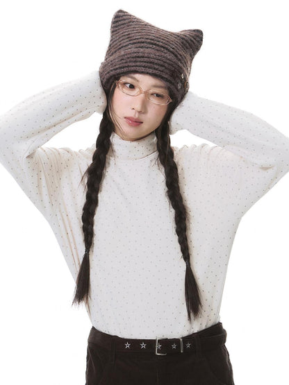 NAPSNAPS Star Print Brushed Fleece High Neck Women&