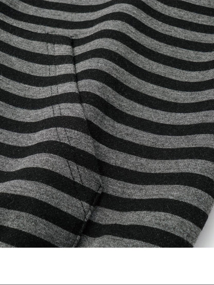 oinimi Black Grey Striped Loose Fit Women&