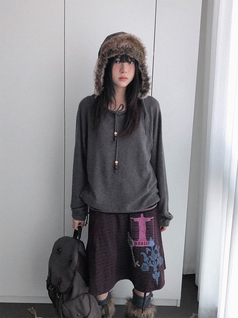 innomoood Dandelion Ruched Wide Neck Sheer Loose Fit Women&