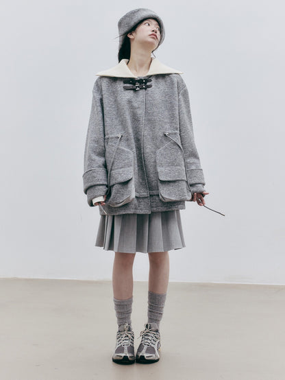 FUSSED_Loose_Fit_Patch_Pocket_Fur_Collar_Women&
