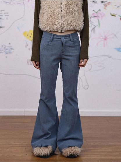 Achihara Autumn Wide Leg Corduroy Pants