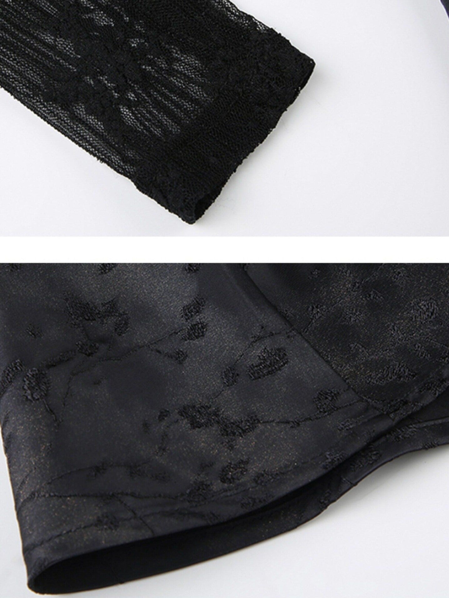 AFTADAWN Gilded Satin Lace Herringbone Long Sleeve Women&