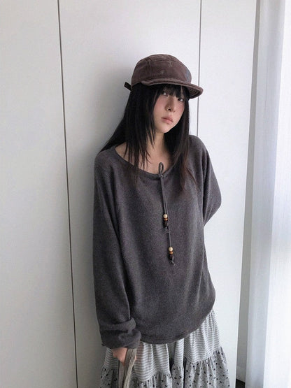 innomoood Dandelion Ruched Wide Neck Sheer Loose Fit Women&