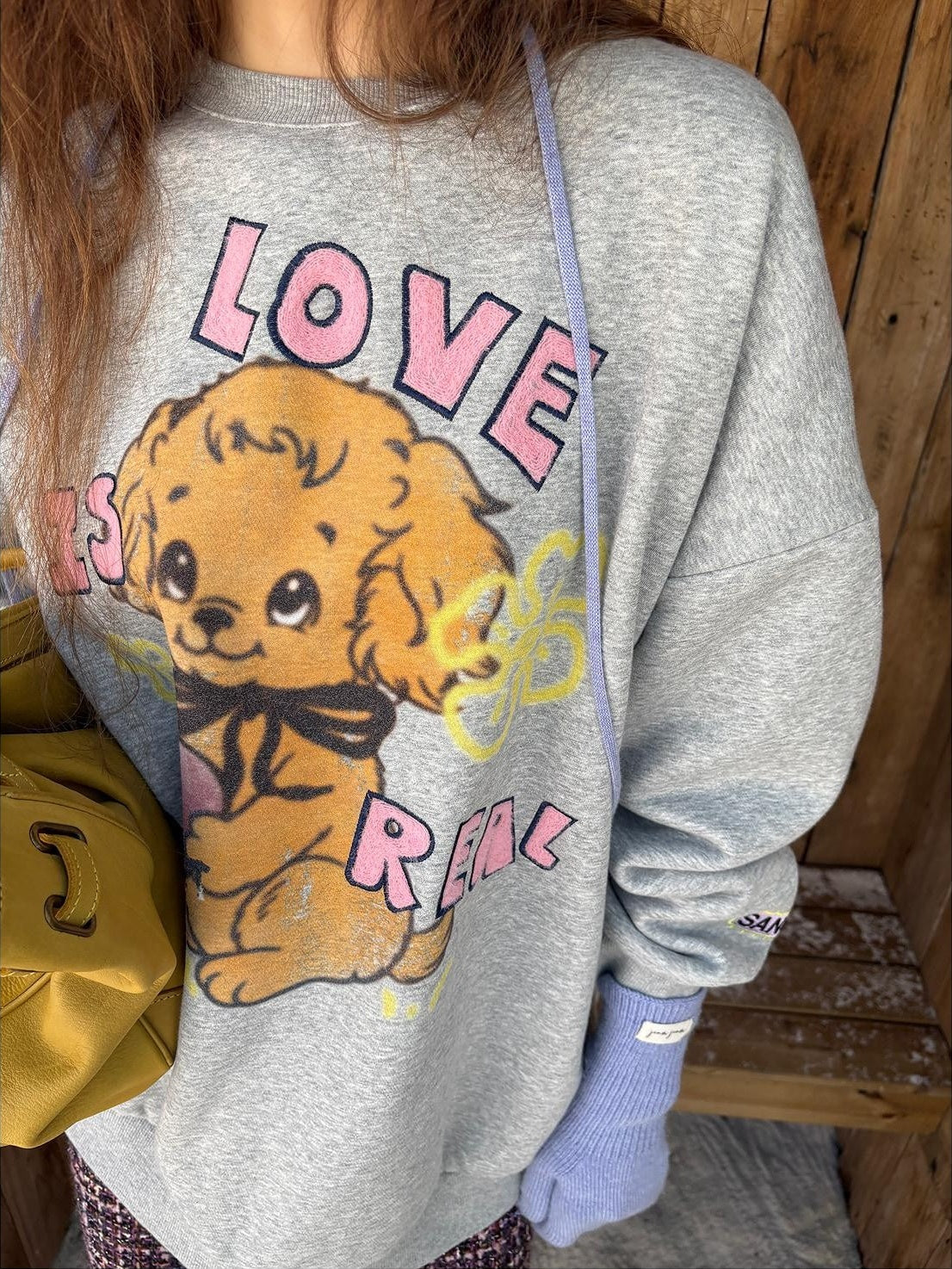 sancco house Love Is Real Sweetheart Puppy Print Embroidered Women&