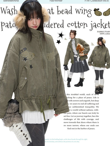 BETWEENAND_Washed_Green_Beaded_Cinched_Waist_Women&