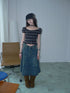ang project Blue Plaid Off Shoulder Waist Cinched Puff Sleeve Printed Women&