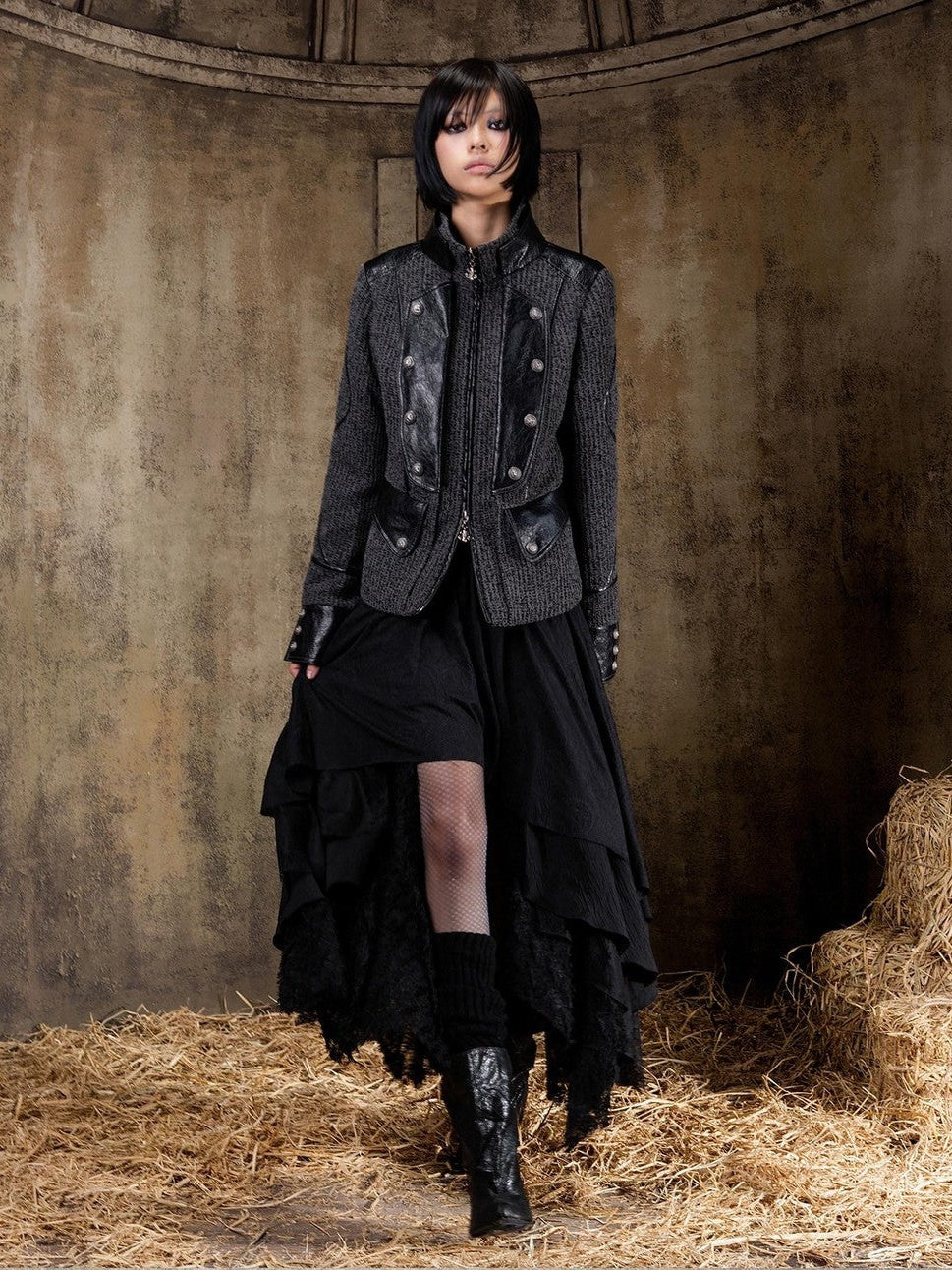 ARIADNAw Lace Up Biker Punk Retro Women&