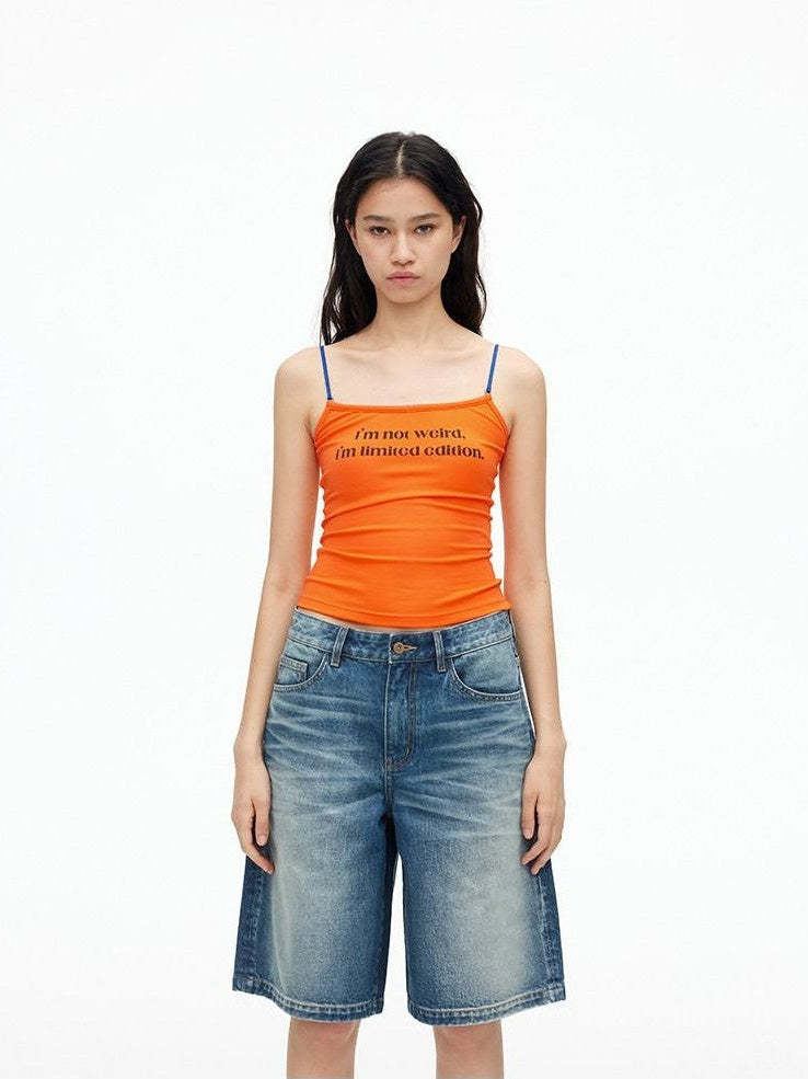 AFTADAWN Contrast Lace Letter Print Halter Slim Elastic Women&
