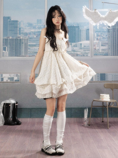 ALL iN plan Ivory Lace Panel Shirred Ruching Women&