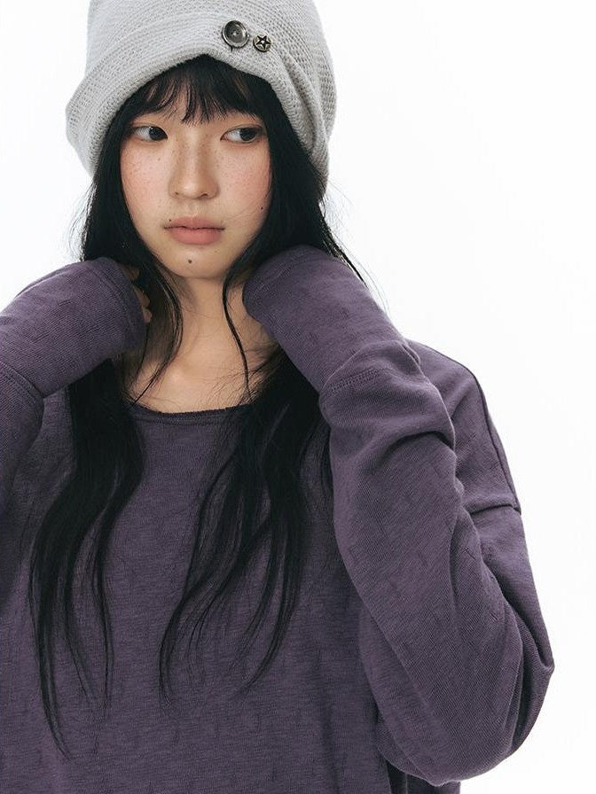 NAPSNAPS Split Cuff Drop Shoulder Knit Women&