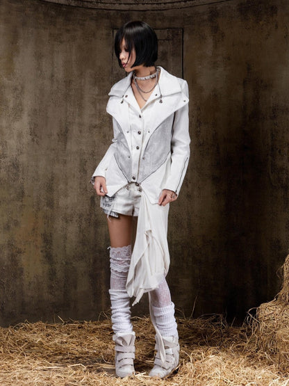 ARIADNAw Victorian Faux Layered Slim Fit Punk Gothic Button Front Women&