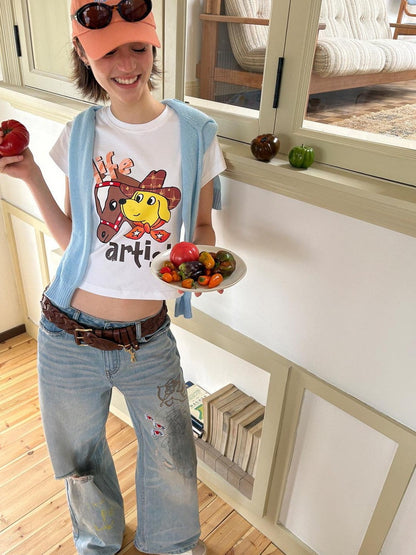 sancco house Vintage Distressed Graffiti Patch Embroidered Women&