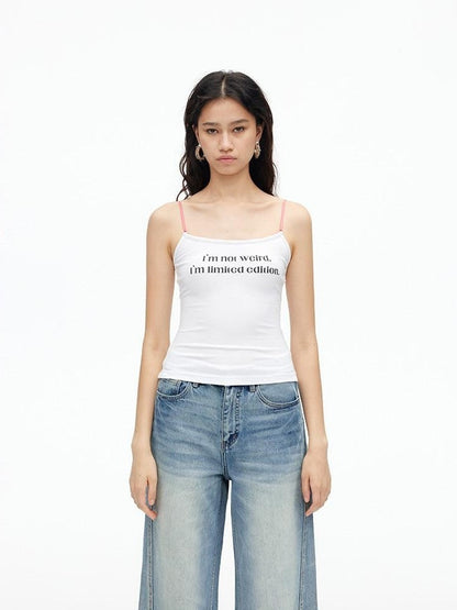 AFTADAWN Contrast Lace Letter Print Halter Slim Elastic Women&