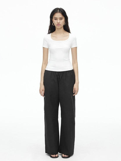 AFTADAWN Airy Quick Dry U Neck Slim Fit Sport Women&