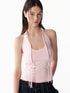 ALINNV Hand Knitted U Neck Tie Backless Slim Camisole Tank Top/Camisole