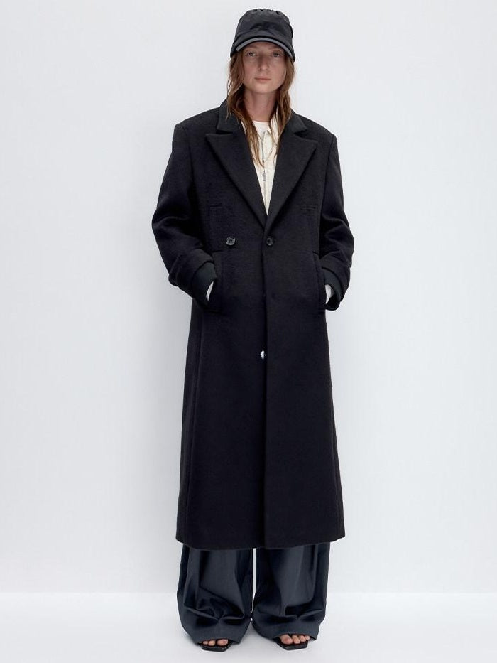 RUN TO THE FUTURE Lambswool Blend Patchwork Relaxed Fit Vintage Commuter Double Breasted Overcoats