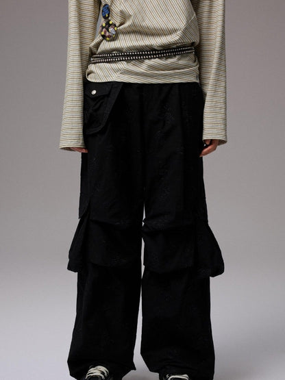 1JINN STUDIO Pleated Balloon Embroidered Multi Pocket Women&