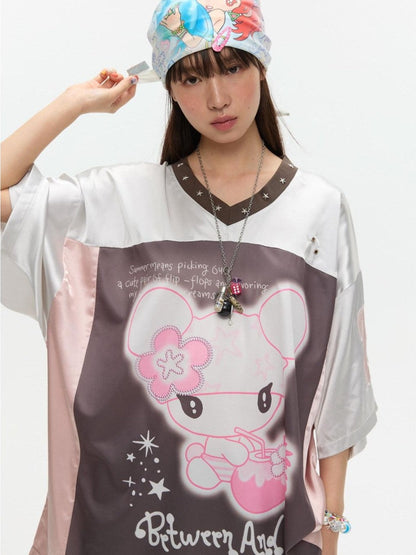 BETWEENAND Silver Patchwork Printed Breathable Women&