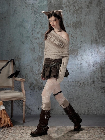 ALL iN plan Asymmetric Faux Fur Long Sleeve Women&