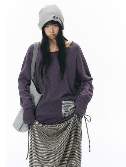NAPSNAPS Split Cuff Drop Shoulder Knit Women&