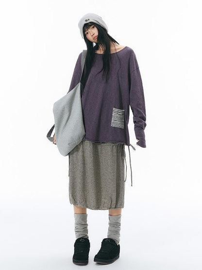 NAPSNAPS Split Cuff Drop Shoulder Knit Women&