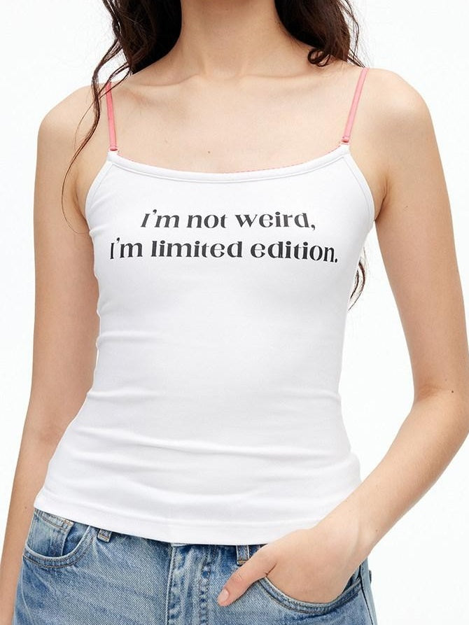 AFTADAWN Contrast Lace Letter Print Halter Slim Elastic Women&