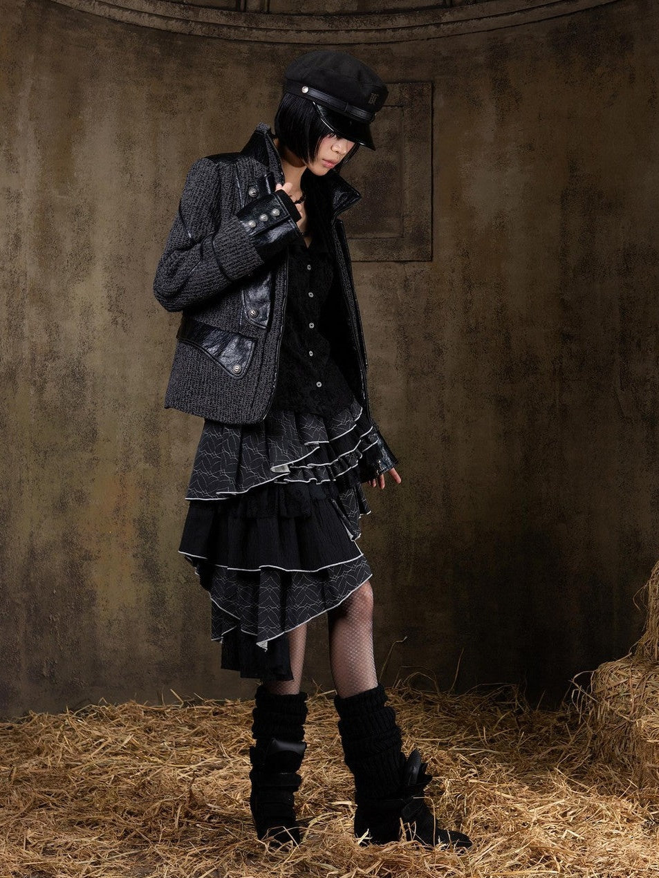 ARIADNAw Lace Up Biker Punk Retro Women&