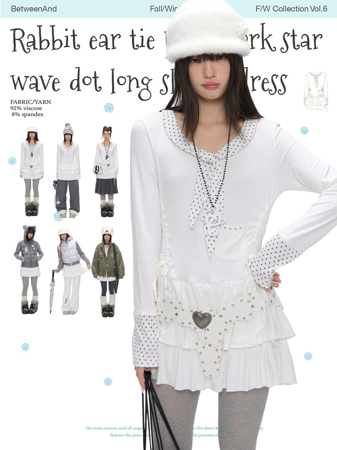 BETWEENAND_Star_Polka_Tie_Neck_Spliced_Ruffle_Pleated_Women&