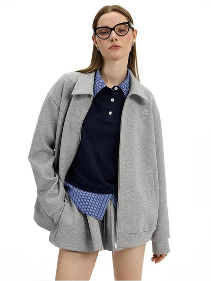 AFTADAWN Gray Air Layer Zip Polo Tulip Skirt Women&